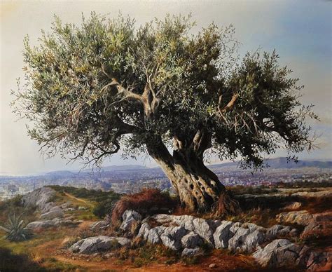 Olive Tree Painting By Elidon Hoxha Olive Tree Painting Landscape