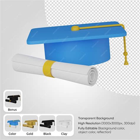 Premium Psd 3d Graduation Hat With Diplom