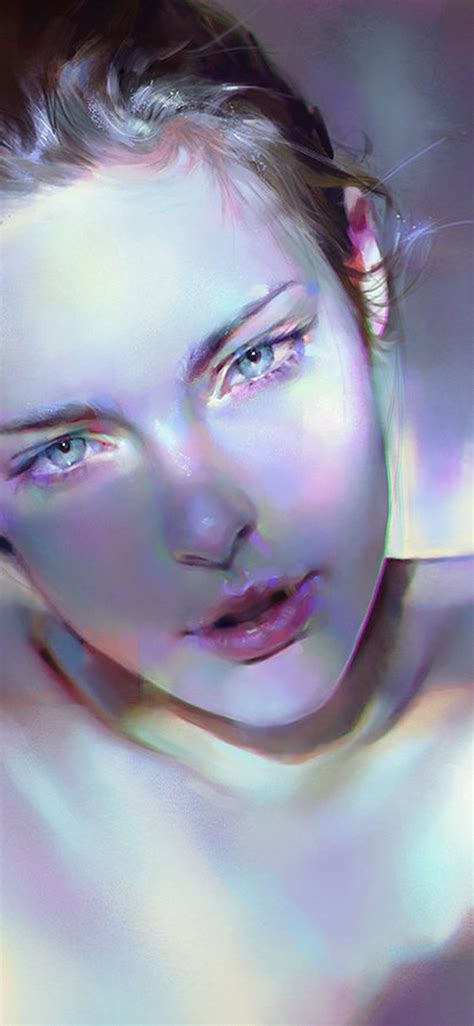 Aw19 Girl Blue Face Sexy Paint Anime Illustration Art