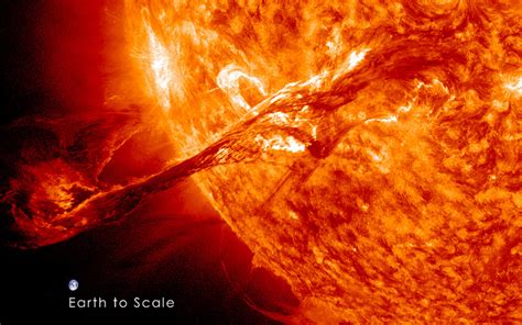 A Massive Explosion On The Sun With The Earth Shown At Scale The