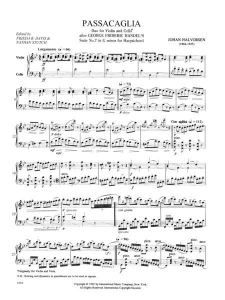 Passacaglia Duo For Violin And Cello Score And Parts By George