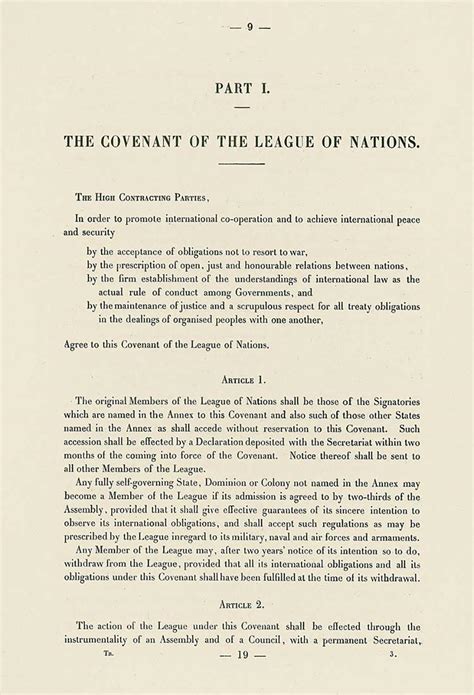 Covenant Of The League Of Nations Au