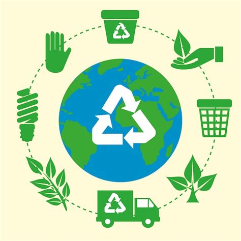 Planeta tierra con signo de reciclaje ecología Vector Premium