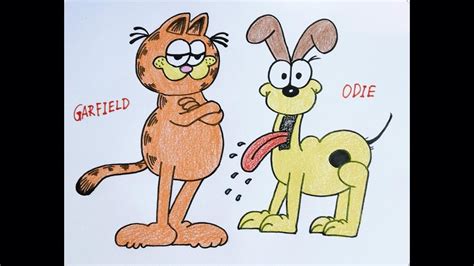 How To Draw Garfield And Odie Popular Animation Characters Kids Easy