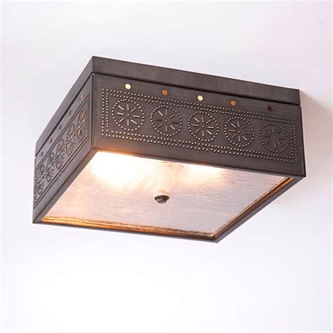 Irvins Tinware Square Ceiling Light Country Lighting