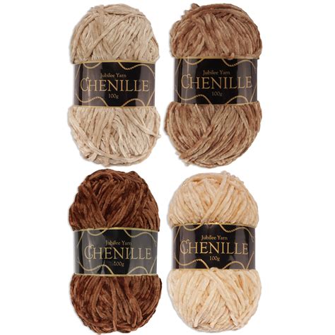 chenille yarn worsted weight yarn 100g skein shades of brown 4 skeins