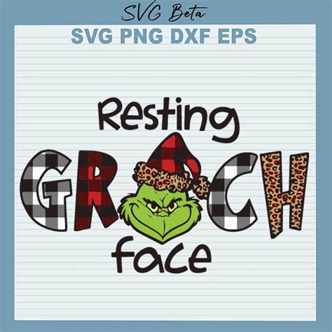 Resting Grinch Face Svg Christmas Grinch Svg Png Dxf Cut File Vlrengbr