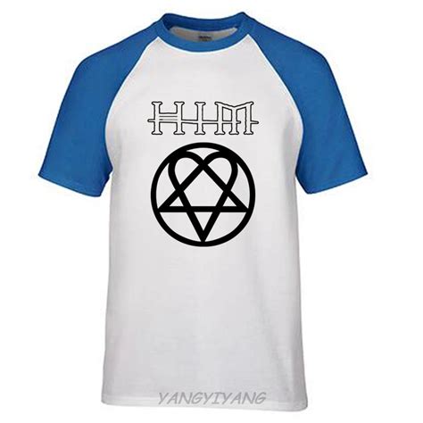 Him Him White Heartagram Mens Black Slim Fit T Shirt Razorblade