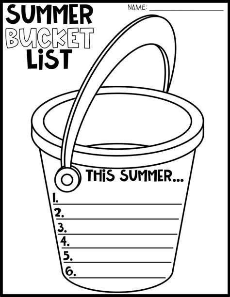 Summer Bucket List Activity Summer Bucket List Activity Summer