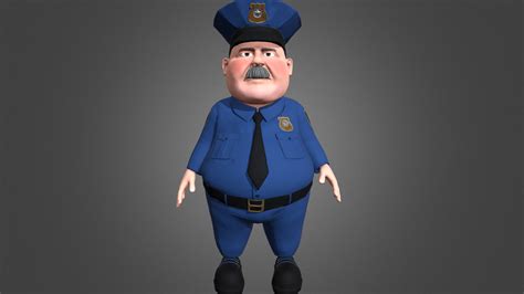 Cartoon Policeman Rigged Animated Game Ready Buy Royalty Free 3d