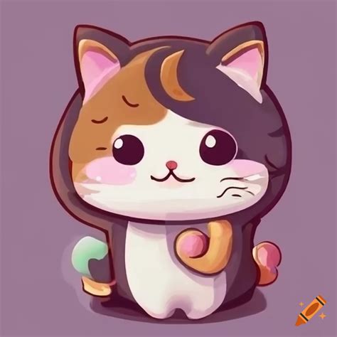 Cute Kawaii Cat Illustration On Craiyon