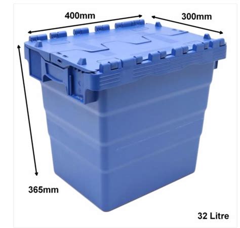 H Duty Plastic Storage Box Crate With Folding Lids Ltrs Vernon Morris