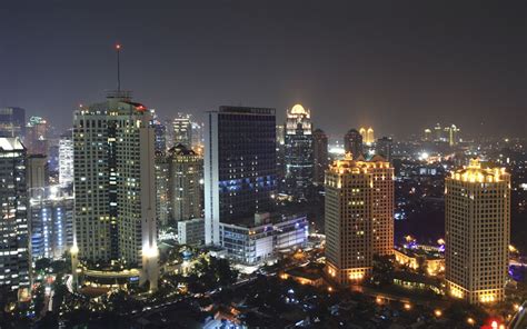 Jakarta Jakarta Modern City Building Night Indonesia Wallpaper
