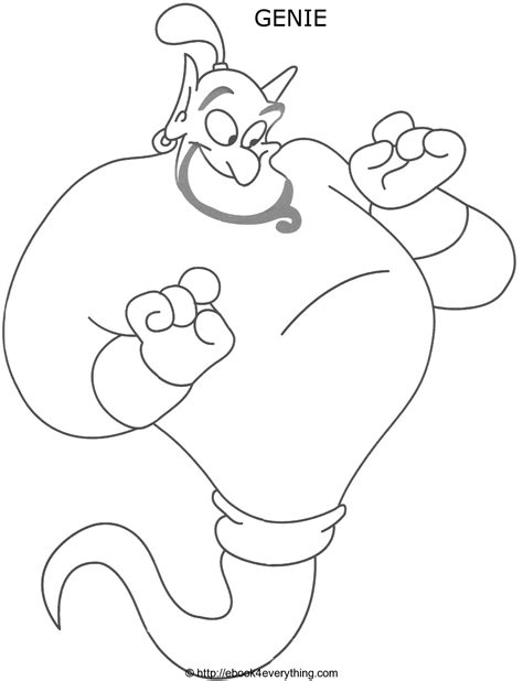 Genie Aladdin Colouring Pages