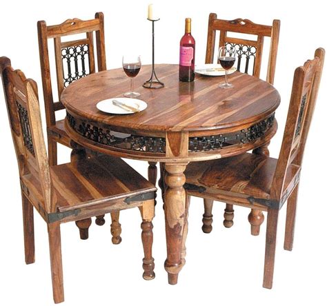 Jaipur Jali Sheesham Dining Set Round With 4 Chairs In 2020 Indian