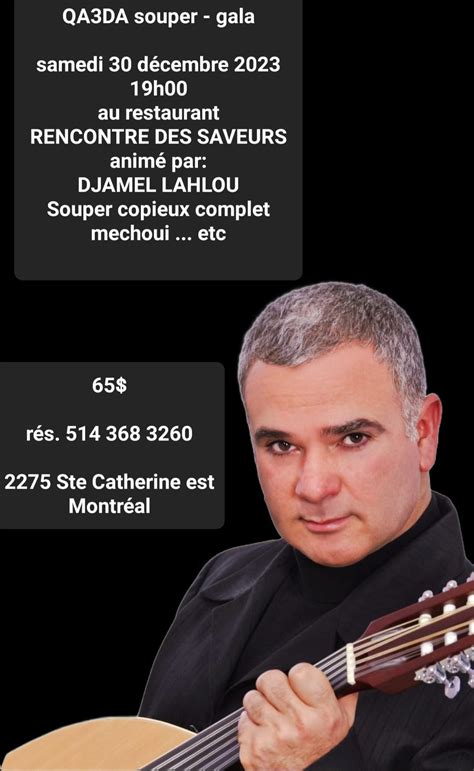 30 Décembre 2023 Souper Et Qaada Animée Par Djamel Lahlou à Montréal