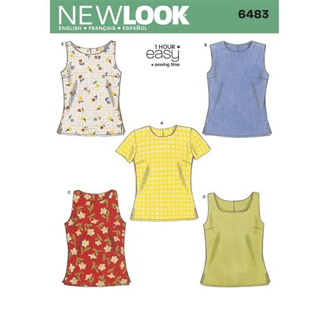 New Look Sewing Pattern 6483 Misses Tops Blusmönster Symönster Sy