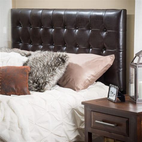 Tufted Bonded Leather Headboards With Cushions And Nightstand Leather