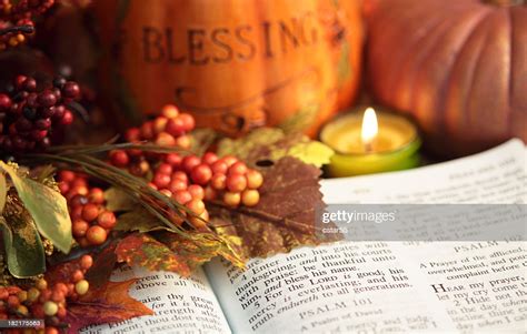 Religious Thanksgiving Bible Scripture With Pumpkin And