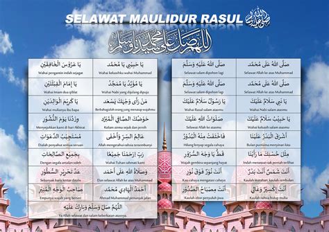 Lirik Selawat Maulidur Rasul Lirik Ya Nabi Salam Alaika Tulisan Arab