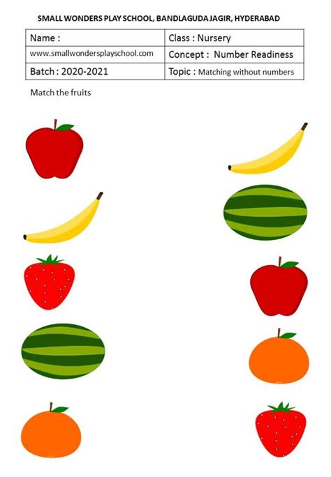 Fruits Matching Worksheet Smallwondersplayschool