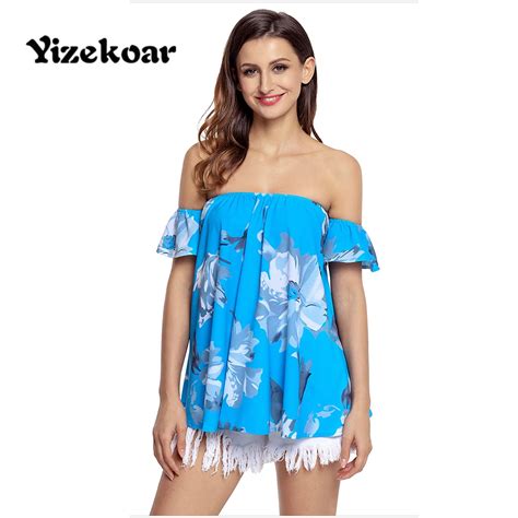Yizekoar 2018 Summer New Sexy Holidays T Shirt For Women Fashion Floral