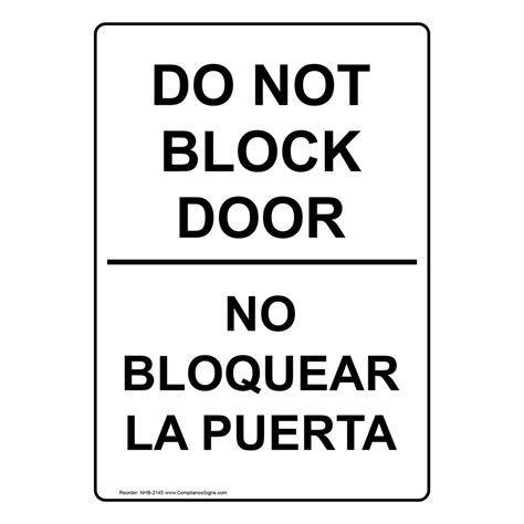 Portrait Please Do Not Block Door Sign Nhep 29248