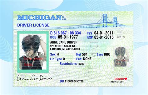 Michigan Drivers License Template Psd Photoshop File