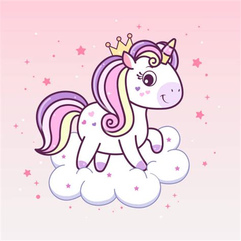 Cute Kawaii Princess And Unicorn Illustrations Royalty Free Vector