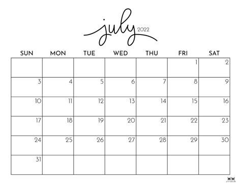Free Printable July Calendar Free Printable Templates