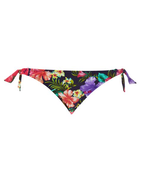 Accessorize M0ns00n Accessor1ze Navy Tropical Hibiscus Tie Side