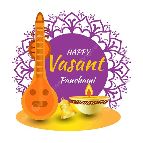 Imagen Png Del Festival Vasant Panchami Con Vela De Campana De Veena Y Mandala Png Panchami