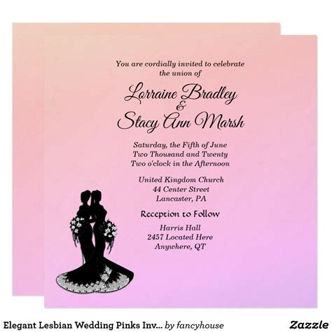 elegant lesbian wedding pinks invitation 60 off lesbian bride lesbian wedding pink