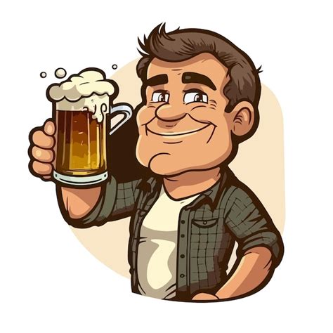 Premium Vector Cartoon Happy Man Holding Beer