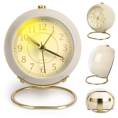 Small Table Clocks 4 Inch Metal Non Ticking Battery Operated Alarm