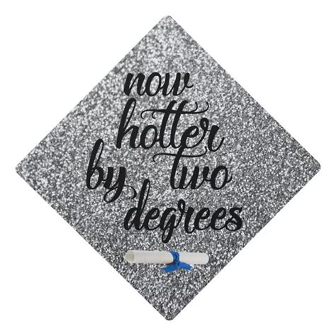 Silver Glitter Now Hotter By Two Degrees Graduation Cap Topper