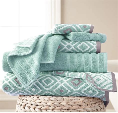 Buy Uk4 4 Piece Grey Geometric Bath Towel Set Gray Geometrical