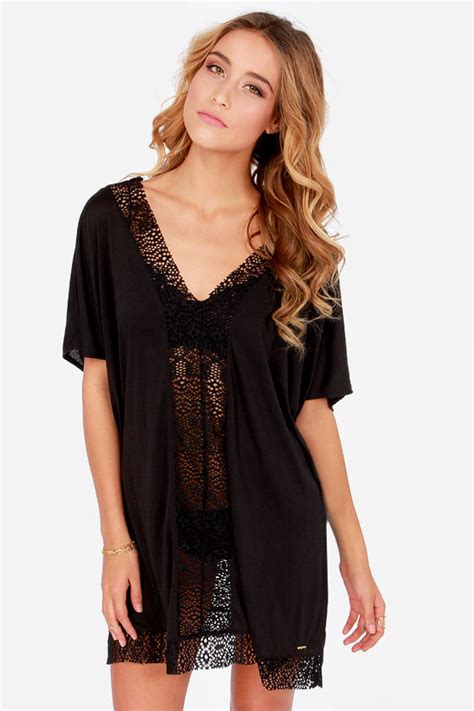 Cute Black Cover Up Swim Cover Up Lace Dress 36 00