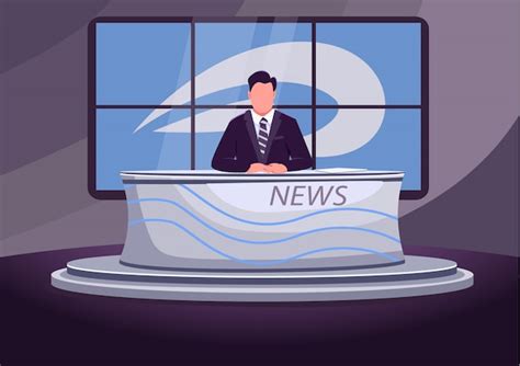 Premium Vector News Broadcast Flat Color Illustration