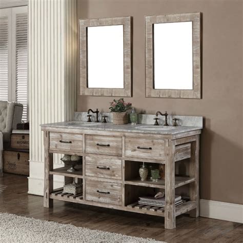 Rustic Style 60 Inch Single Sink Bathroom Vanity And Matching Wall
