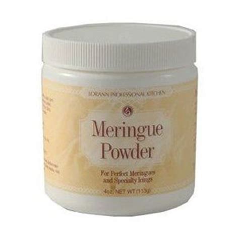 Meringue powder is actually comprised of powdered egg whites plus sugar and a stabilizer like cornstarch. MERINGUE POWDER LORANN 4 OZ $6.00 Use for perfect ...