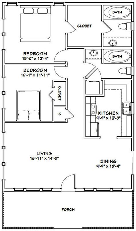28x40 House 2 Bedroom 2 Bath 1120 Sq Ft Pdf Floor Plan