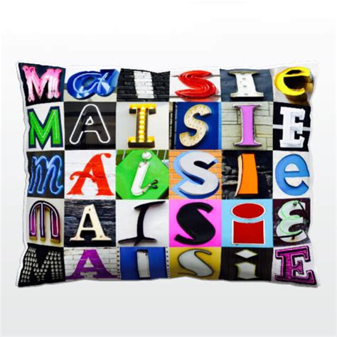 Personalized Pillow Featuring The Name Maisie In Photos Of Sign Letters