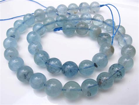 Aa Translucent Aquamarine 10mm Smooth Round Beads