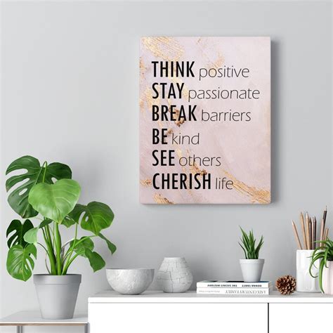 Think Positive Wall Art Canvas Decor For Home Office Bedroom Etsy