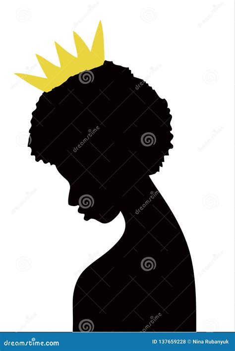 Silhouette Of An African Girl With A Crown Stock Illustration