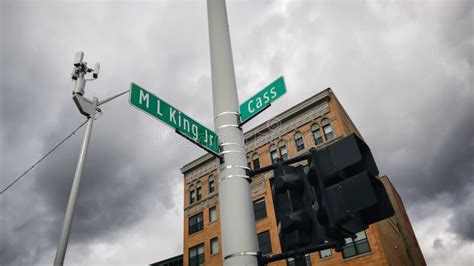 Martin Luther King Jr And Cass Street Corner Signs Detroit Michigan