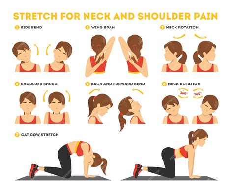 Premium Vector Neck And Shoulder Exercise Stretch To Relieve Neck Pain