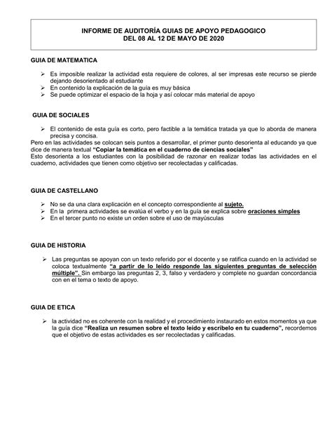 Ejemplo De Informe De Auditoria Externa De Una Empres