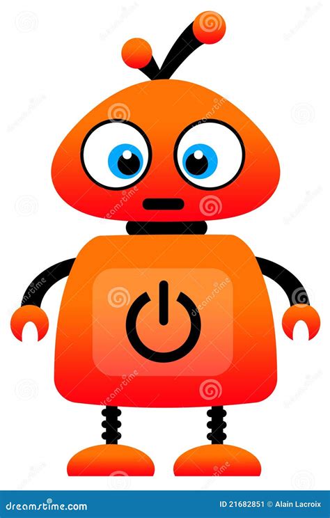 Orange Robot Set Of Cartoon Outlines Portraits